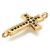 Brass Pave Black Cubic Zirconia Connector Charms KK-M101-02E-G01-2