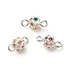 Brass Colorful Rhinestone Connector Charms PALLOY-JF01353-1