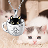 Black Cat in Cup Alloy Enamel Pendant Necklaces for Women FS-WG88A58-01-2