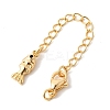 Brass Micro Pave Clear Cubic Zirconia Curb Chain Extender KK-Z149-10G-2