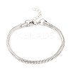 Tarnish Resistant Unisex 304 Stainless Steel Round Snake Chain Bracelets BJEW-H541-02A-P-1