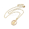 Resin Pearl Beaded Saint Pendant Necklace with Cubic Zirconia LS-NJEW-F299-03G-2
