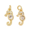 Brass Micro Pave Clear Cubic Zirconia Charms KK-G544-02G-01-1