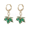 Maple Leaf Brass Micro Pave Cubic Zirconia Leverback Earrings EJEW-JE06916-02-3