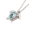 Aquamarine Rhinestone Sea Turtles Pendant Necklace for Women LS-NJEW-I113-02P-1