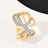 Brass Micro Pave Cubic Zirconia Adjustable Open Cuff Rings RJEW-C140-17G-2
