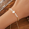 Handmade Brass & Imitation Pearl Round Beaded Bracelets YH5085-1-1