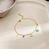 304 Stainless Steel & Synthetic Turquoise Charm Anklets FS-WGA577E-02-1