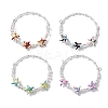 Starfish Synthetic Turquoise & Imitated Pearl Acrylic & Glass Twisted Bugle Beaded Bracelets for Women BJEW-JB11850-2