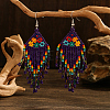 Bohemian Style Handmade Earrings with Glass Beads and Tassels QT0672-3-1