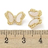 Brass Pave Clear Cubic Zirconia Butterfly Connector Charms with Sea Shell KK-Q820-13G-3