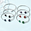 304 Stainless Steel & Nautral Gemstone Torque Bangles BJEW-H644-10P-1