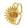 Oval Natural Tiger Eye Finger Rings RJEW-Q822-49G-02-1