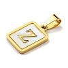 PVD Vacuum Plating 304 Stainless Steel Pave Natural White Shell Pendants STAS-S130-03G-Z-2