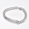 Tarnish Resistant 304 Stainless Steel Curb Chain ID Bracelets X-BJEW-G631-04P-1