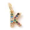Brass Micro Pave Colorful Cubic Zirconia Charms ZIRC-F092-01-K-1