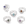 Natural White Jade & Amethyst & Lapis Lazuli & Tiger Eye 7 African Turquoise Finger Ring RJEW-JR00767-02-1