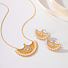 Brass Micro Pave Clear Cubic Zirconia Moon Pendant Necklaces & Stud Earrings Sets for Women WM4804-4