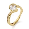 Brass Micro Pave Clear Cubic Zirconia Finger Rings for Women RJEW-U049-01G-4