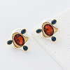 304 Stainless Steel Enamel Stud Earrings for Women FA1255-2-1