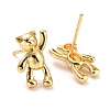Bear Brass Stud Earrings for Women EJEW-E167-05G-2