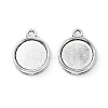 Tibetan Style Antique Silver Alloy Flat Round Pendant Cabochon Settings X-TIBEP-M022-32AS-2