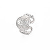 Non-Tarnish 304 Stainless Steel Oval with Human Wide Open Cuff Ring for Women RJEW-S405-164P-3