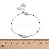 304 Stainless Steel Feather Link Bracelets for Women BJEW-A036-17P-5