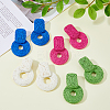 4 Pairs 4 Colors Raffia Grass Donut Dangle Stud Earrings EJEW-FI0002-30-4