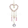 Natural Rose Quartz Chip Beads with Brass Findings Pendant Decorations HJEW-JM01814-01-1