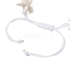Starfish Synthetic Turquoise & Acrylic Pearl Braided Bead Bracelets for Women BJEW-JB11263-02-4