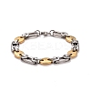PVD Vacuum Plating 201 Stainless Steel Bean Link Chain Bracelets STAS-E160-09GP-1