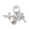 Brass Micro Pave Clear Cubic Zirconia European Dangle Charms KK-D431-033F-P-1