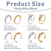 Spritewelry 8Pcs 8 Style Brass Rotating Beaded Cuff Rings RJEW-SW0001-01-2