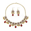 Alloy Rhinestone Bib Necklaces & Dangle Earrings Sets FS-WG6751B-06-2