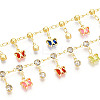 Brass Glass Butterfly Charm Link Chains CHC-T018-12A-G-1