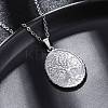 Oval Tree of Life 304 Stainless Steel Pendant Necklaces NJEW-M096-10P-4