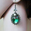 Rhinestone Oval with Skull Dangle Earrings SKUL-PW0004-18D-1