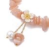 3Pcs Natural Sunstone & New Jade & Labradorite Chip Beaded Charm Bracelets BJEW-JB12312-4