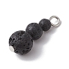 Natural Lava Rock Round Beaded Pendants PALLOY-JF02867-06-3