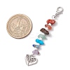 Chakra Natural Red Jasper & South Red Agate & Tiger Eye & Green Aventurine & Amethyst & Lapis Lazuli & Synthetic Turquoise Chips & Alloy Pendant Decorations HJEW-JM03181-3