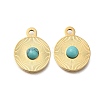 Dyed Synthetic Turquoise Flat Round Charms STAS-Q335-17G-1