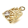 Brass Pave Clear Cubic Zirconia Pendants CU-CBAEEA8-31G-2