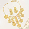 Flat Round Alloy Pendant Necklace & Dangle Earring Sets FS-WG6C074-01-1