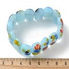 Handmade Millefiori Lampwork Beaded Stretch Bracelets for Men Women BJEW-G738-01C-04-5