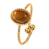 Oval Natural Tiger Eye Finger Rings RJEW-Q822-38G-03-1