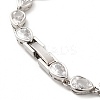 Clear Cubic Zirconia Teardrop Link Chain Bracelet BJEW-E073-03P-3
