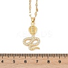 Brass Pave Full Cubic Zirconia Snake Pendant Necklaces NJEW-D309-02G-A-3