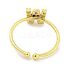 Rack Plating Brass Open Cuff Rings for Women RJEW-F162-02G-W-3