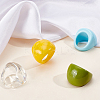 4Pcs 4 Colors Resin Plain Wide Dome Finger Rings Set for Women RJEW-AN0001-10-5